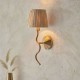 Endon-114227 - Wriggle - Brushed Aged Brass Wall Lamp with Natural Raffia Tapered Shade