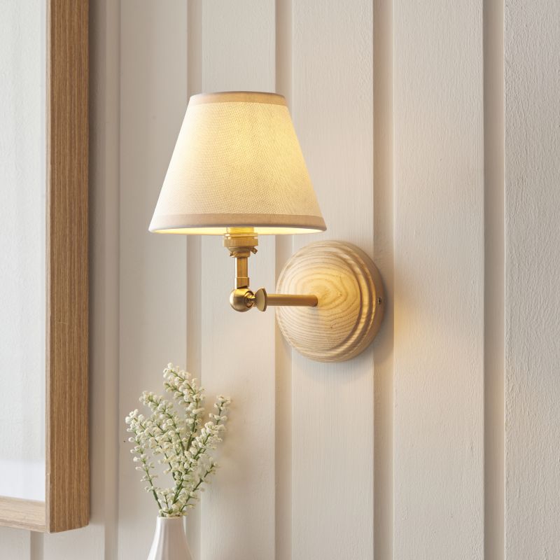 Endon-115075 - Wood - Base Only - Aged Brass & Wooden Wall Lamp