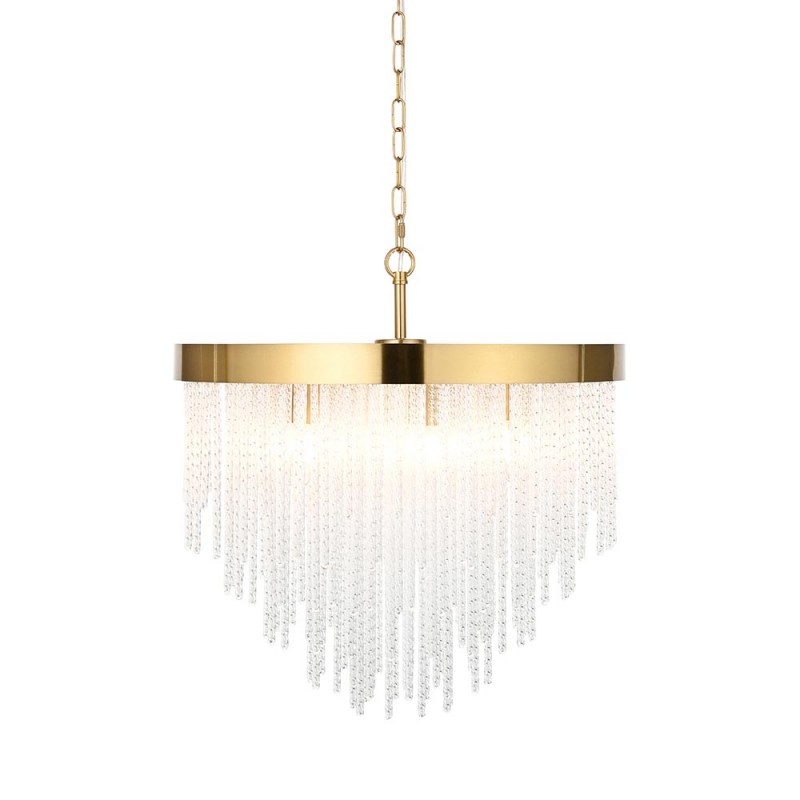 - Anistoria - Brushed Aged Brass 5 Light Pendant with Twisted Clear Rods Endon-115346 - Anistoria - Brushed Aged Brass 5 Light Pendant with Twisted Clear Rods