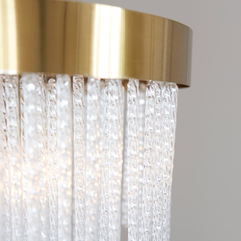 - Anistoria - Brushed Aged Brass 5 Light Pendant with Twisted Clear Rods Endon-115346 - Anistoria - Brushed Aged Brass 5 Light Pendant with Twisted Clear Rods