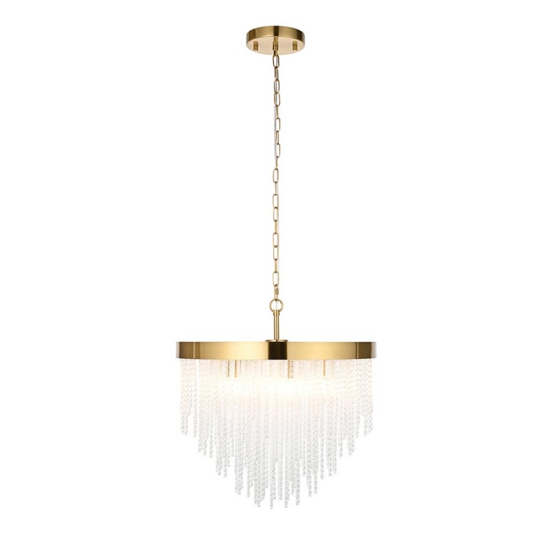 - Anistoria - Brushed Aged Brass 5 Light Pendant with Twisted Clear Rods Endon-115346 - Anistoria - Brushed Aged Brass 5 Light Pendant with Twisted Clear Rods