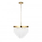 Anistoria - Brushed Aged Brass 5 Light Pendant with Twisted Clear Rods Anistoria - Brushed Aged Brass 5 Light Pendant with Twisted Clear Rods