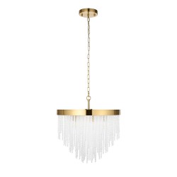 Anistoria - Brushed Aged Brass 5 Light Pendant with Twisted Clear Rods Anistoria - Brushed Aged Brass 5 Light Pendant with Twisted Clear Rods