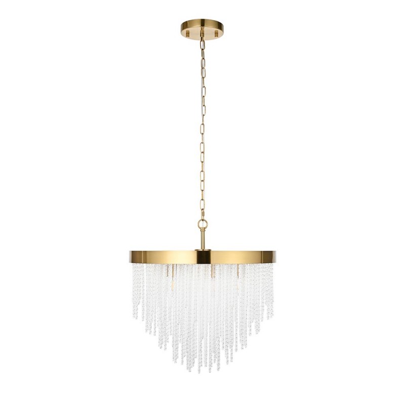 - Anistoria - Brushed Aged Brass 5 Light Pendant with Twisted Clear Rods Endon-115346 - Anistoria - Brushed Aged Brass 5 Light Pendant with Twisted Clear Rods
