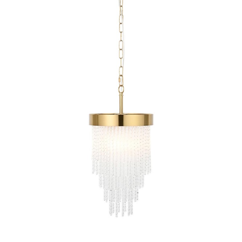 Ceiling Lights - Anistoria - Brushed Aged Brass Pendant with Twisted Clear Rods Endon-115345 - Anistoria - Brushed Aged Brass Pendant with Twisted Clear Rods
