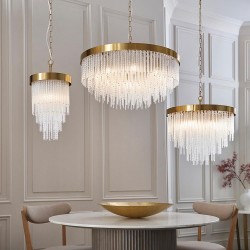 Anistoria - Brushed Aged Brass Pendant with Twisted Clear Rods Anistoria - Brushed Aged Brass Pendant with Twisted Clear Rods