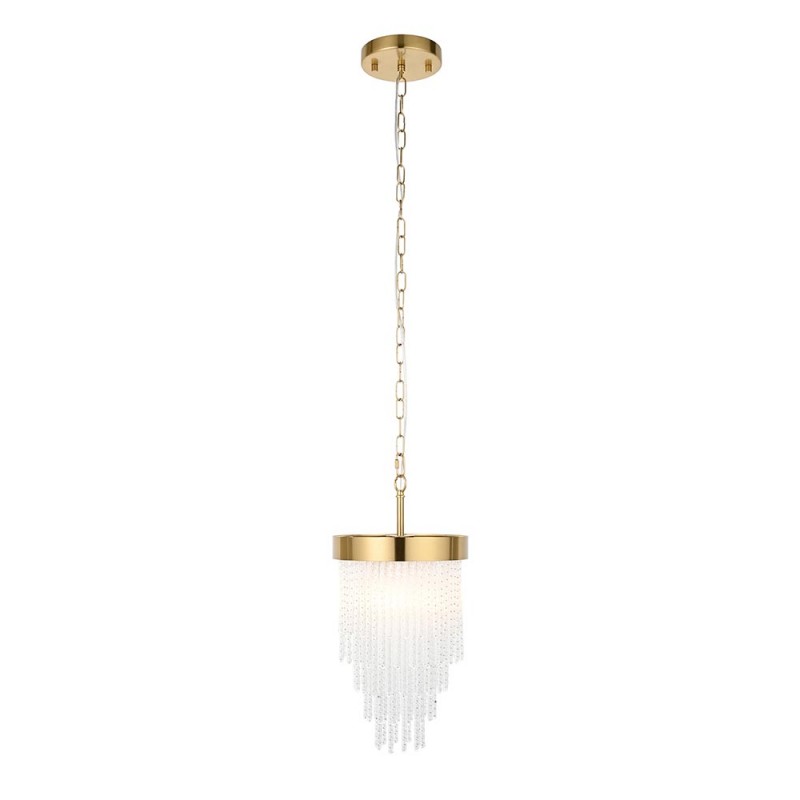 Ceiling Lights - Anistoria - Brushed Aged Brass Pendant with Twisted Clear Rods Endon-115345 - Anistoria - Brushed Aged Brass Pendant with Twisted Clear Rods