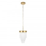 Anistoria - Brushed Aged Brass Pendant with Twisted Clear Rods Anistoria - Brushed Aged Brass Pendant with Twisted Clear Rods