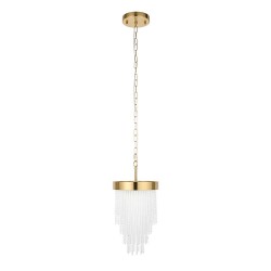 Anistoria - Brushed Aged Brass Pendant with Twisted Clear Rods Anistoria - Brushed Aged Brass Pendant with Twisted Clear Rods
