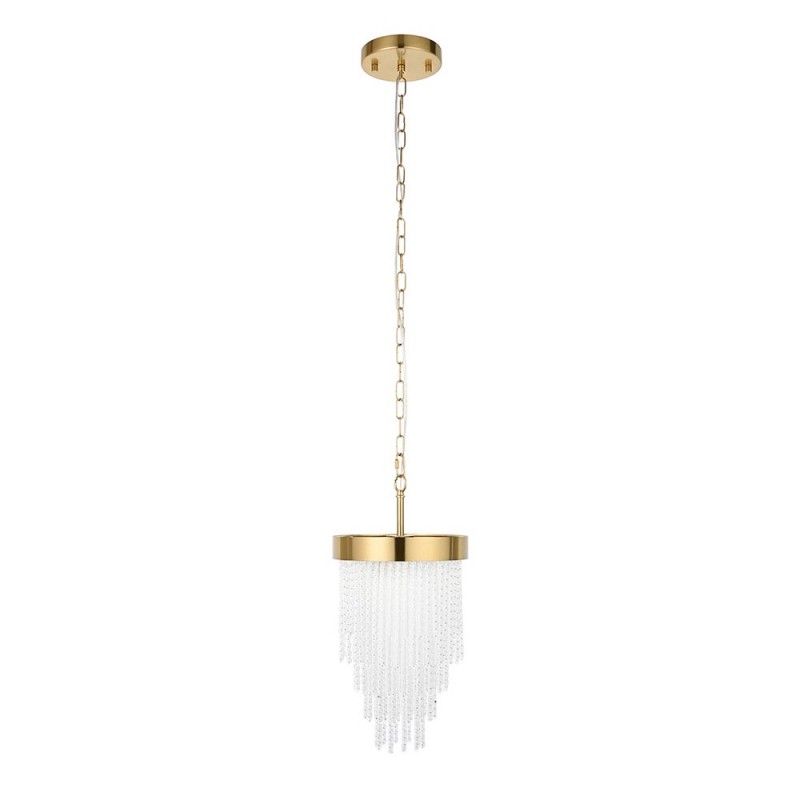 Ceiling Lights - Anistoria - Brushed Aged Brass Pendant with Twisted Clear Rods Endon-115345 - Anistoria - Brushed Aged Brass Pendant with Twisted Clear Rods