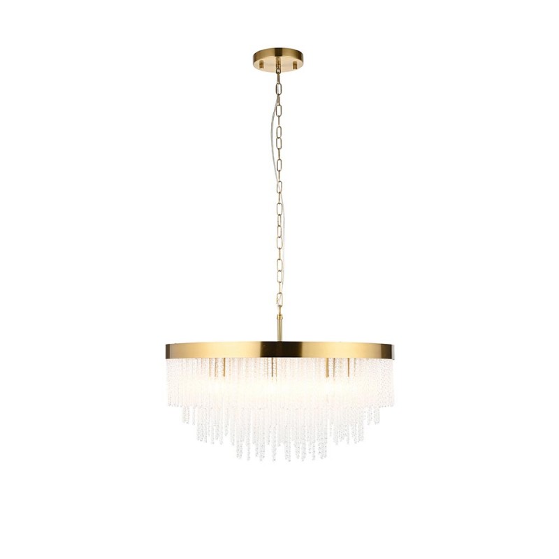 - Anistoria - Brushed Aged Brass 9 Light Pendant with Twisted Clear Rods Endon-115347 - Anistoria - Brushed Aged Brass 9 Light Pendant with Twisted Clear Rods