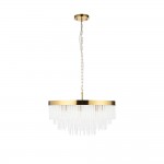 Anistoria - Brushed Aged Brass 9 Light Pendant with Twisted Clear Rods Anistoria - Brushed Aged Brass 9 Light Pendant with Twisted Clear Rods