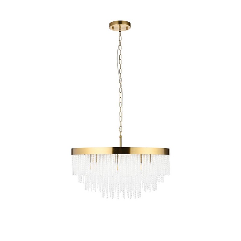 - Anistoria - Brushed Aged Brass 9 Light Pendant with Twisted Clear Rods Endon-115347 - Anistoria - Brushed Aged Brass 9 Light Pendant with Twisted Clear Rods