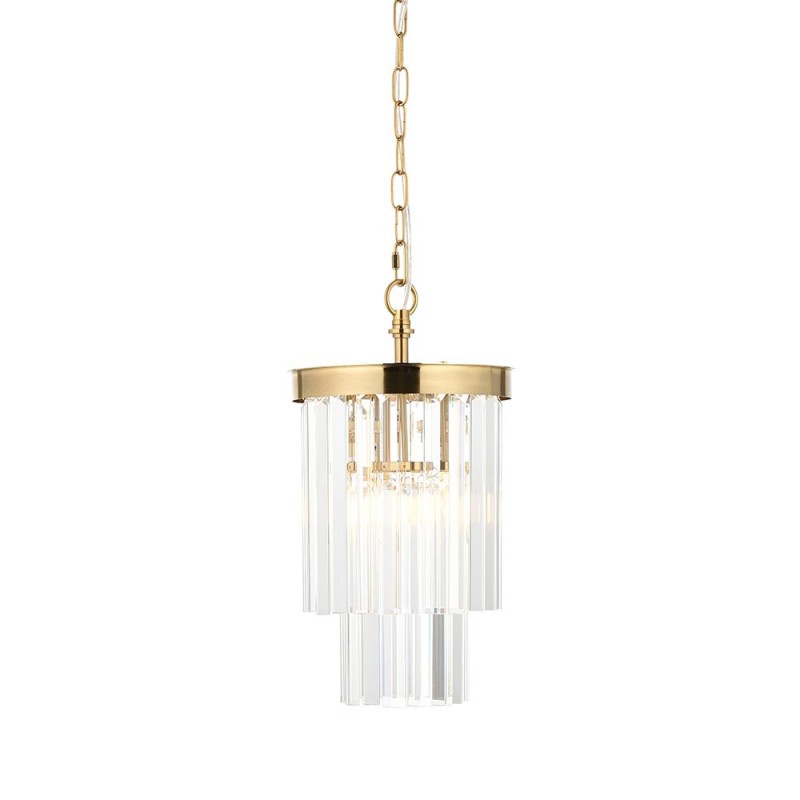 Endon-115455 - Conaston - Brushed Aged Brass Pendant with Crystal
