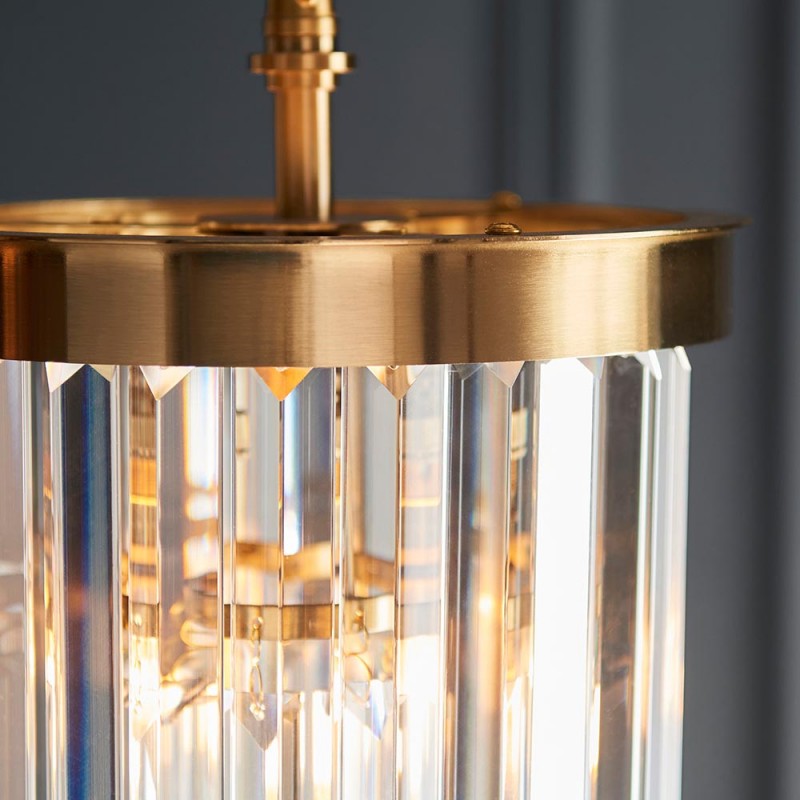 Endon-115455 - Conaston - Brushed Aged Brass Pendant with Crystal