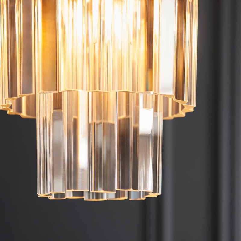 Endon-115455 - Conaston - Brushed Aged Brass Pendant with Crystal