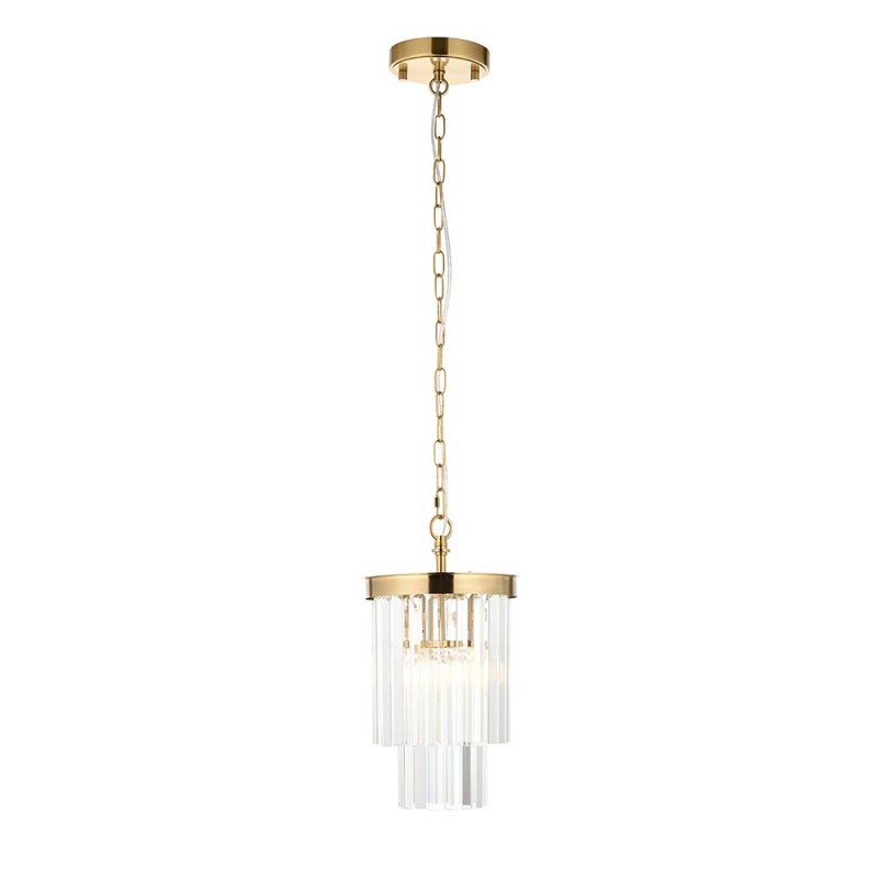 Endon-115455 - Conaston - Brushed Aged Brass Pendant with Crystal