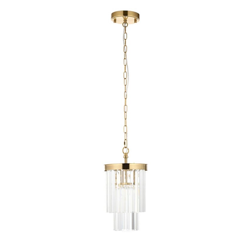 Endon-115455 - Conaston - Brushed Aged Brass Pendant with Crystal