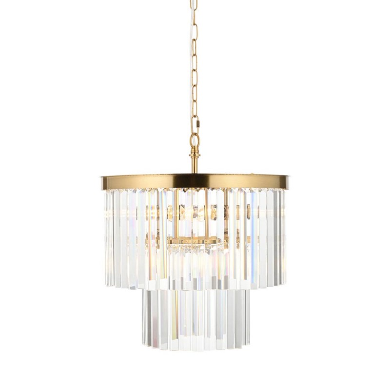 - Conaston - Brushed Aged Brass 4 Light Chandelier with Crystal Endon-115456 - Conaston - Brushed Aged Brass 4 Light Chandelier with Crystal