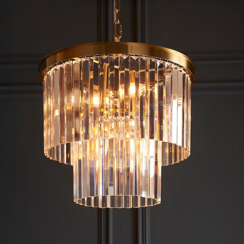 - Conaston - Brushed Aged Brass 4 Light Chandelier with Crystal Endon-115456 - Conaston - Brushed Aged Brass 4 Light Chandelier with Crystal