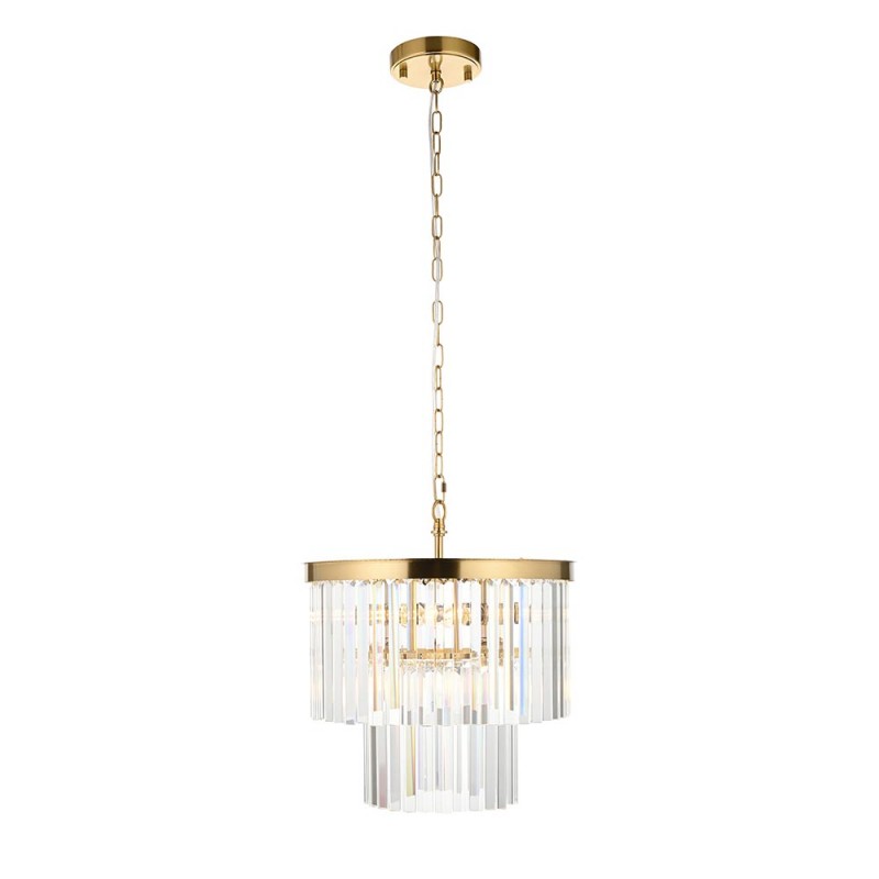 - Conaston - Brushed Aged Brass 4 Light Chandelier with Crystal Endon-115456 - Conaston - Brushed Aged Brass 4 Light Chandelier with Crystal