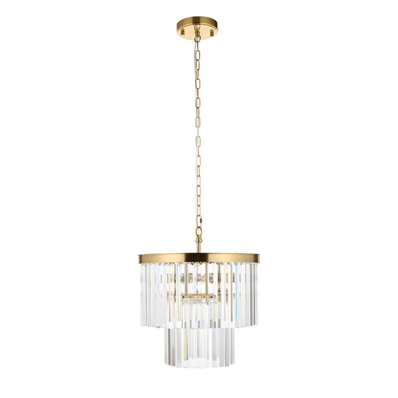 - Conaston - Brushed Aged Brass 4 Light Chandelier with Crystal Endon-115456 - Conaston - Brushed Aged Brass 4 Light Chandelier with Crystal