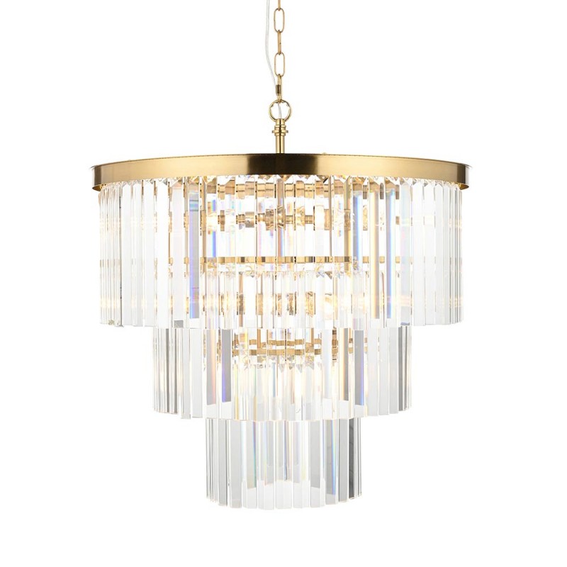 - Conaston - Brushed Aged Brass 7 Light Chandelier with Crystal Endon-115457 - Conaston - Brushed Aged Brass 7 Light Chandelier with Crystal