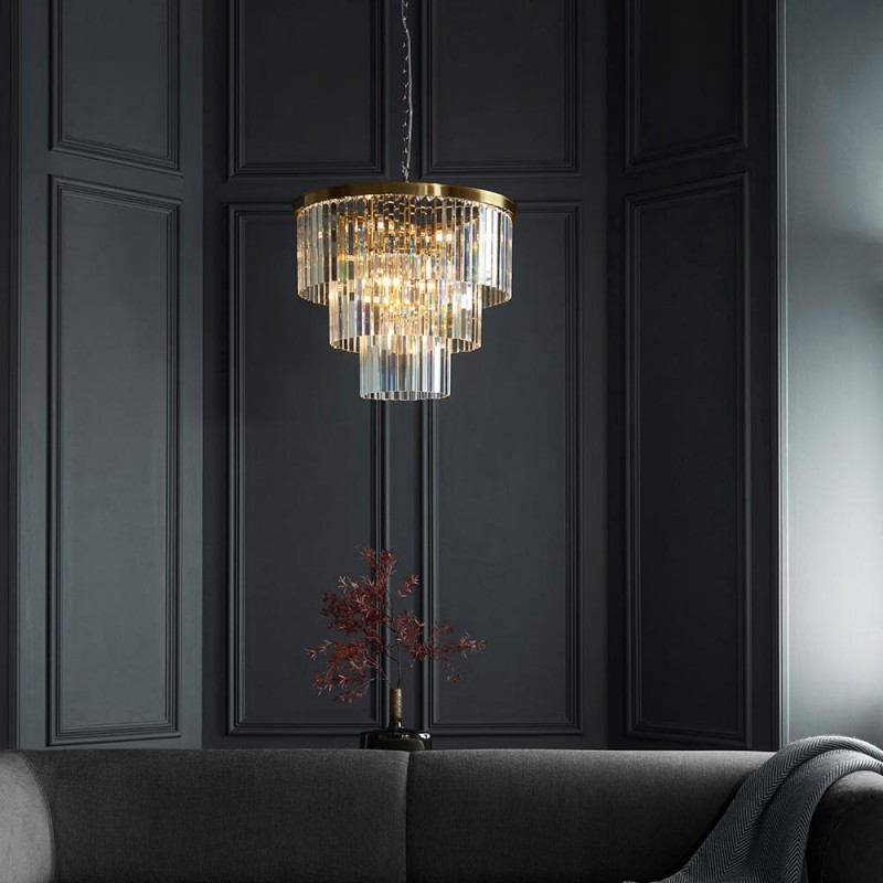 - Conaston - Brushed Aged Brass 7 Light Chandelier with Crystal Endon-115457 - Conaston - Brushed Aged Brass 7 Light Chandelier with Crystal