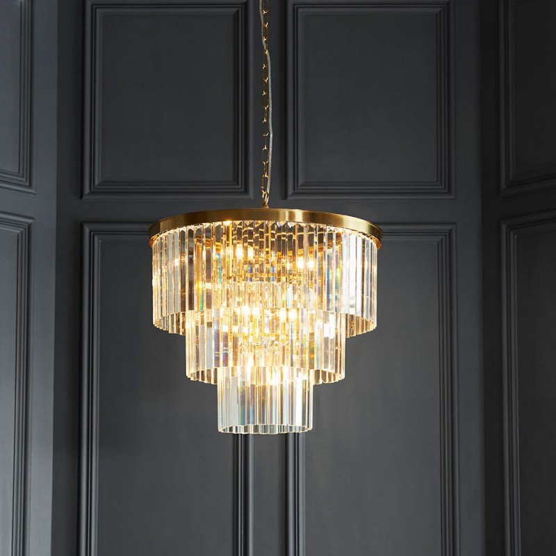 - Conaston - Brushed Aged Brass 7 Light Chandelier with Crystal Endon-115457 - Conaston - Brushed Aged Brass 7 Light Chandelier with Crystal