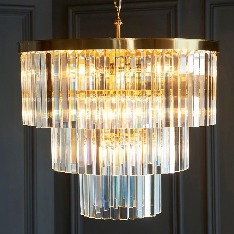 - Conaston - Brushed Aged Brass 7 Light Chandelier with Crystal Endon-115457 - Conaston - Brushed Aged Brass 7 Light Chandelier with Crystal