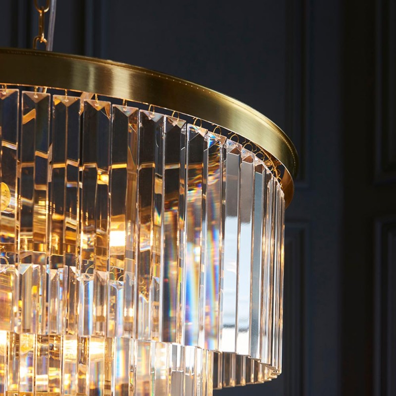 - Conaston - Brushed Aged Brass 7 Light Chandelier with Crystal Endon-115457 - Conaston - Brushed Aged Brass 7 Light Chandelier with Crystal