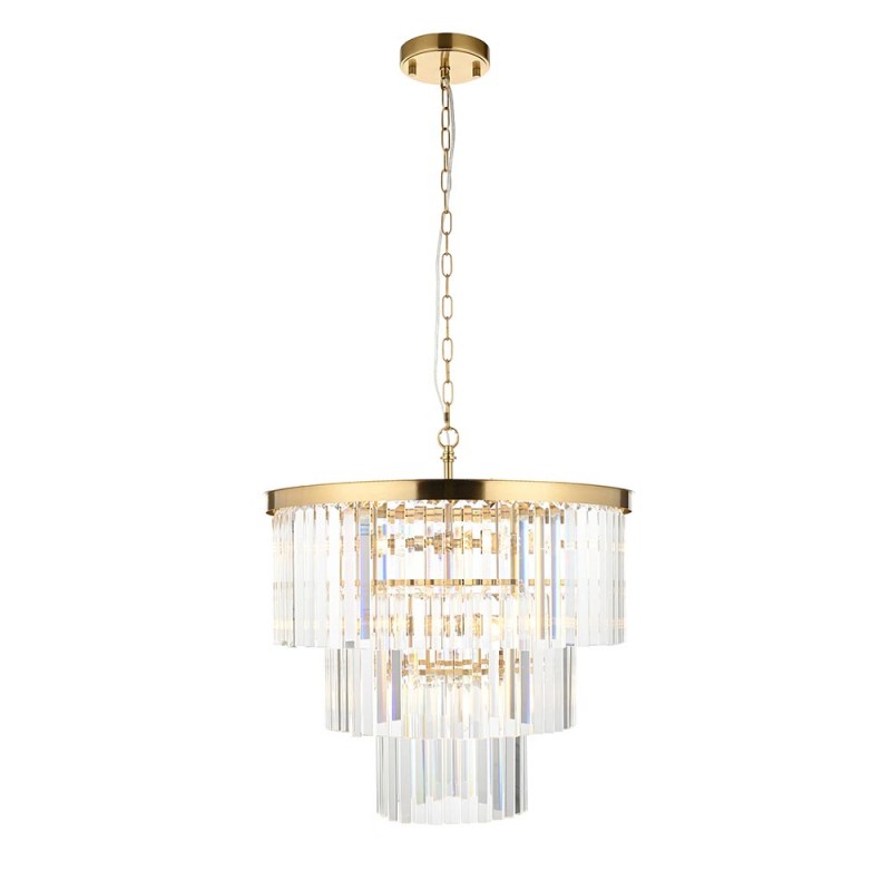- Conaston - Brushed Aged Brass 7 Light Chandelier with Crystal Endon-115457 - Conaston - Brushed Aged Brass 7 Light Chandelier with Crystal