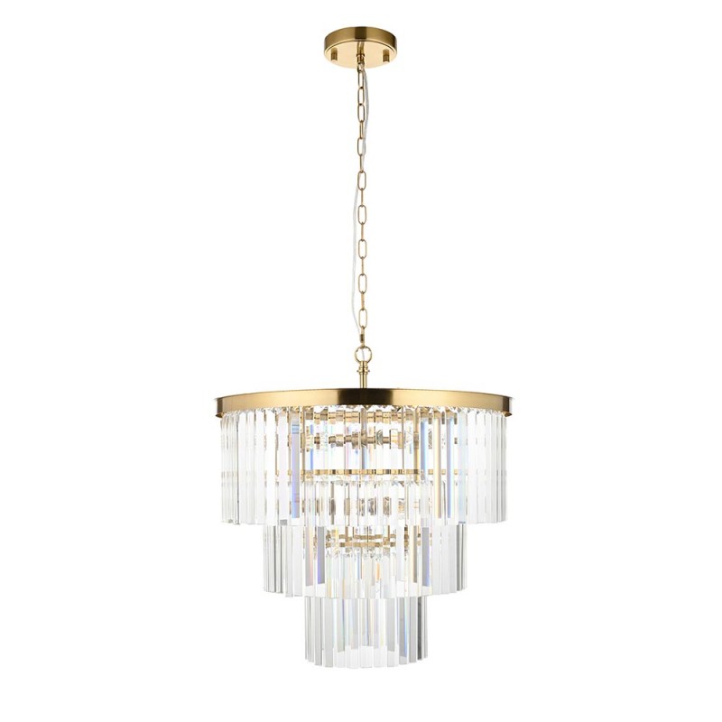 - Conaston - Brushed Aged Brass 7 Light Chandelier with Crystal Endon-115457 - Conaston - Brushed Aged Brass 7 Light Chandelier with Crystal