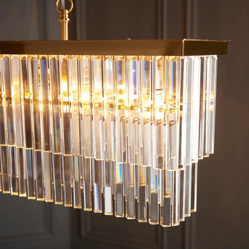 - Conaston - Brushed Aged Brass 4 Light over Island Fitting with Crystal Endon-115950 - Conaston - Brushed Aged Brass 4 Light over Island Fitting with Crystal