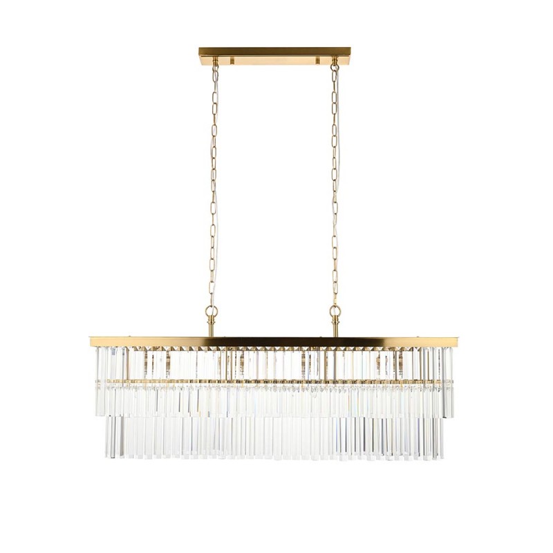 - Conaston - Brushed Aged Brass 4 Light over Island Fitting with Crystal Endon-115950 - Conaston - Brushed Aged Brass 4 Light over Island Fitting with Crystal