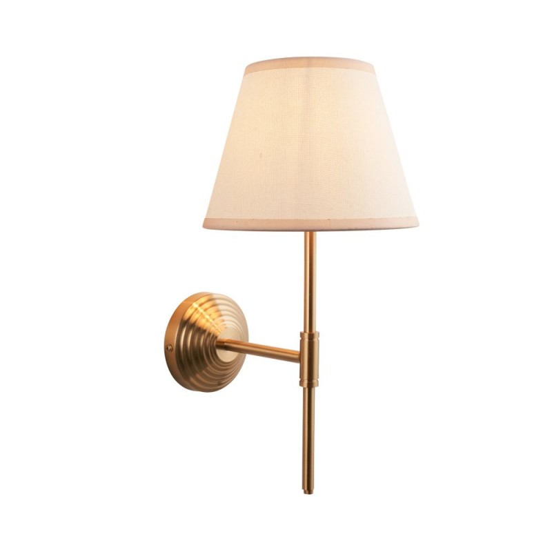 Endon-116024 - Obelisk - Aged Brass Wall Lamp with Vintage White Shade