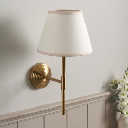 Obelisk - Aged Brass Wall Lamp with Vintage White Shade