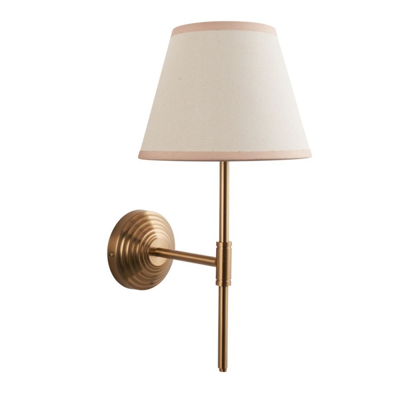 Endon-116024 - Obelisk - Aged Brass Wall Lamp with Vintage White Shade