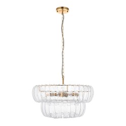 Montrose - Brushed Aged Brass 6 Light Pendant with Decorative Glass