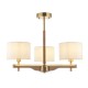 Endon-116993 - Heathcliff - Wooden & Aged Brass 3 Light Semi Flush with Natural Linen Shades