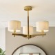 Endon-116993 - Heathcliff - Wooden & Aged Brass 3 Light Semi Flush with Natural Linen Shades