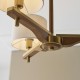 Endon-116993 - Heathcliff - Wooden & Aged Brass 3 Light Semi Flush with Natural Linen Shades