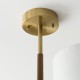 Endon-116993 - Heathcliff - Wooden & Aged Brass 3 Light Semi Flush with Natural Linen Shades