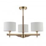 Heathcliff - Wooden & Aged Brass 3 Light Semi Flush with Natural Linen Shades