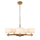 Endon-116994 - Heathcliff - Wooden & Aged Brass 5 Light Centre Fitting with Natural Linen Shades