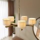 Endon-116994 - Heathcliff - Wooden & Aged Brass 5 Light Centre Fitting with Natural Linen Shades