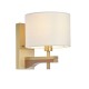 Endon-116995 - Heathcliff - Wooden & Aged Brass Wall Lamp with Natural Linen Shade