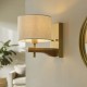 Endon-116995 - Heathcliff - Wooden & Aged Brass Wall Lamp with Natural Linen Shade