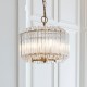 - Valentina - Brushed Aged Brass 3 Light Pendant with Clear Glass Rods Endon-117514 - Valentina - Brushed Aged Brass 3 Light Pendant with Clear Glass Rods