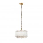 Valentina - Brushed Aged Brass 3 Light Pendant with Clear Glass Rods Valentina - Brushed Aged Brass 3 Light Pendant with Clear Glass Rods
